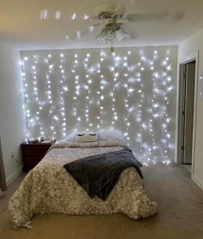 Lighting EVER Curtain Lights Cool White, 306 LED Plug in Hanging Fairy String Light for Bedroom Wall, Indoor Outdoor Backdrop Lighting for Wedding Party Patio (10x10ft, 18 Strings 6.9" Apart)