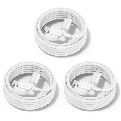 [3+6+10FT] 60W USB C to USB C Cable 3Pack iPhone 15 Fast Charging Cable,USB-C to USBC Power Cord for iPhone 15/15 Pro/15 Plus/15 Pro Max,MacBook Pro Air/IPad Air 4/5/iPad Pro 12.9/11(White)