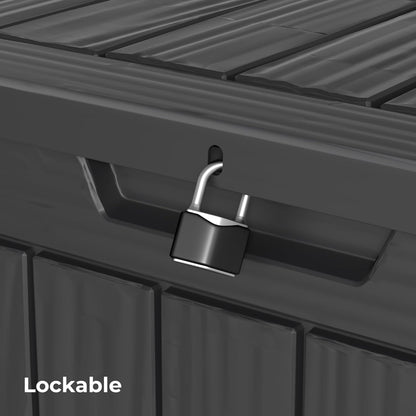 35 Gallon Outdoor Storage Box Waterproof Lockable Resin Deck Box Large, Patio Storage Bin for Pool Accessories Cushion Furniture, Garden Tools, UV-Resistant Outside Delivery Black
