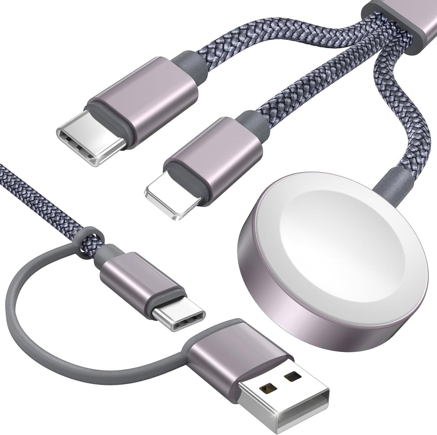 Travel Essentials,Upgraded 3 in 2 USB C Cable for Apple Watch Charger/iPhone Charger,Multi Charging Cable,RV Camping Essentials,Portable for iWatch Series 10-2/Ultra/SE& iPhone 16-12-4FT