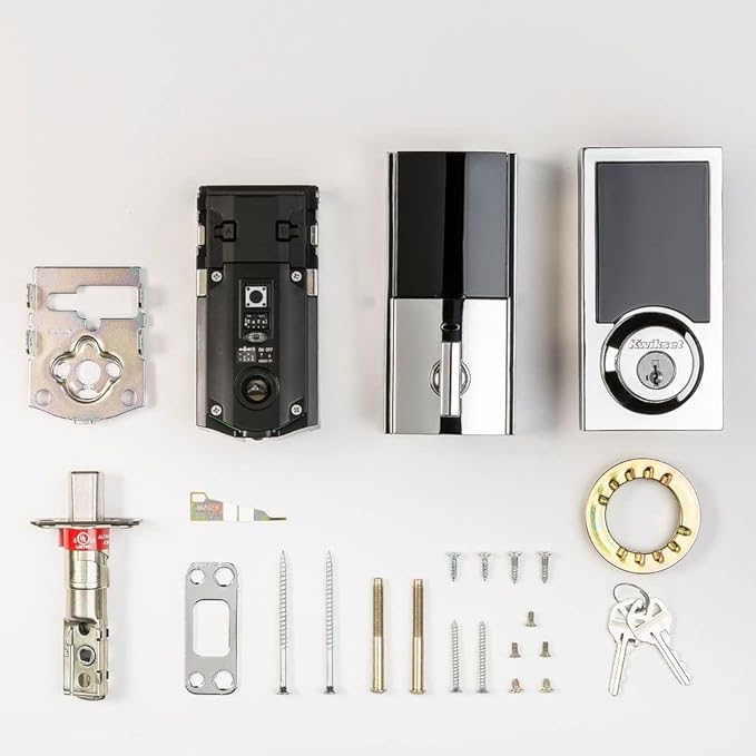 Kwikset 916 Keyless Entry Touchscreen SmartCode Electronic Deadbolt Smart Lock Featuring SmartKey Security and ZigBee 3.0 Technology in Contemporary Polished Chrome, Zigbee Hub Sold Separately