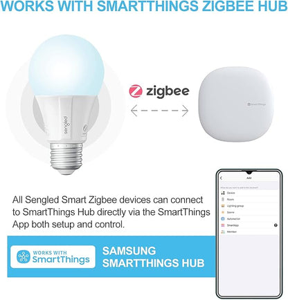 Sengled Zigbee Smart Light Bulbs, Smart Hub Required, Works with SmartThings and Echo with Built-in Hub, Voice Control with Alexa and Google Home, Daylight 60W Equivalent A19 Alexa Light Bulb, 6 Pack