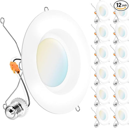 Sunco 12 Pack 6 Inch LED Recessed Lights, Retrofit Can Lights, Smooth Trim, 965 LM, 13W (75W Equivalent), Selectable CCT 2700K/3000K/3500K/4000K/5000K, Dimmable, Damp Rated UL