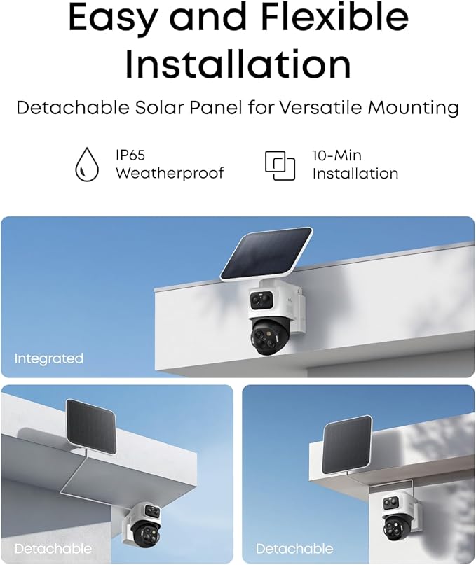eufy Security eufyCam S4 2-Cam Kit,4K Solar Camera Wireless Outdoor, Triple Lens Bullet-PTZ Cam, 360° View, Cross-Cam Track, AI Recognition, 8X Zoom, Color Night Vision, 0 Monthly Fee, Local Storage