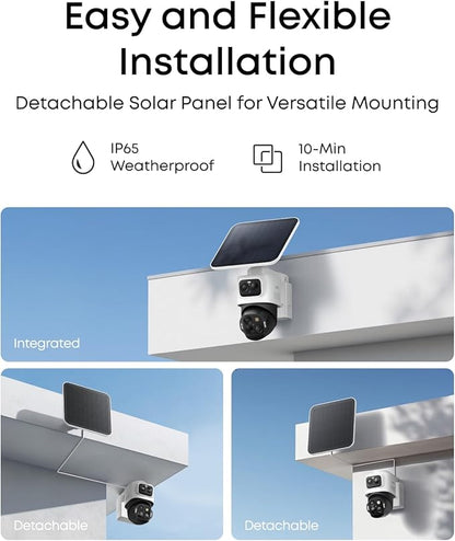 eufy Security eufyCam S4 2-Cam Kit,4K Solar Camera Wireless Outdoor, Triple Lens Bullet-PTZ Cam, 360° View, Cross-Cam Track, AI Recognition, 8X Zoom, Color Night Vision, 0 Monthly Fee, Local Storage