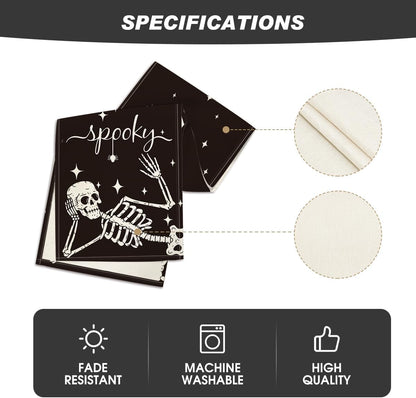 Artoid Mode Spooky Skeleton Spider Bone Halloween Table Runner, Holiday Kitchen Dining Table Decoration for Home Party Decor 13 x 72 Inch
