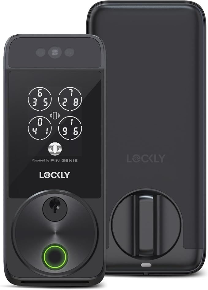 Lockly Visage Zeno Series Smart Lock, Facial Recognition & Fingerprint Keyless Entry Door Lock, Built-in Wi-Fi Deadbolt with Apple Home Key, PIN Genie Keypad, App Remote Control (Matte Black)