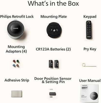 Philips WiFi Smart Deadbolt Lock with Fingerprint Keypad, APP Remote Control, Sliver
