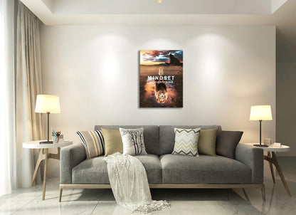 Inspirational Canvas Wall Art Mindset is Everything Motivation Pictures Painting Modern Motivational Lion Posters Prints Artwork Decor Office Home Living Room Framed Ready to Hang[30" W X 40" H]