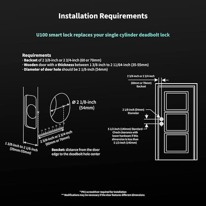 Aqara Smart Lock U100, Fingerprint Keyless Entry Door Lock with Apple Home Key, Touchscreen Keypad, Smart Electronic Deadbolt, IP65 Weatherproof, Supports Apple HomeKit, Alexa, Google, IFTTT, Silver