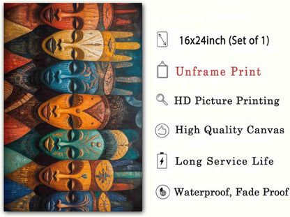 Mask Canvas Wall Art Tribal Ethnic Painting Samerican Painting Safrican Tribal Artwork African Culture Wall Art Antique Pictures Mask Vintage Living Room Decor 16x24inch No Frame