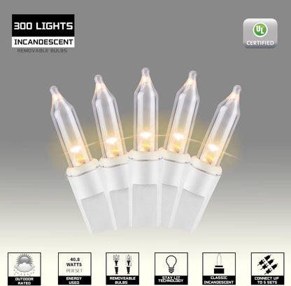 300LIGHTS(2*150L) Warm White Extra-Bright with End Connectors Christmas Decorative Lights 19.44m UL Certified Mini String Light Set Waterproof for Home Garden Holiday Tree Party Patio Wedding