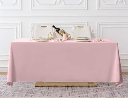 Surmente Pink Tablecloth 90 x 132-inch Rectangular Polyester Table Cloth for Weddings, Banquets, or Restaurants