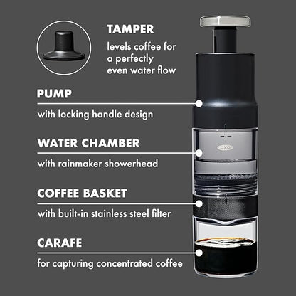 OXO Brew Rapid Brewer - Portable Coffee Maker,Fast Manual Hot & Cold Brew,Small Handheld Brewer,Compact Travel Coffee Maker,(Pack of 4)