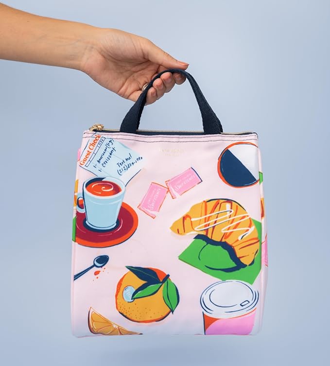 kate spade new york Portable Soft Cooler Lunch Bag, Thermal Tote with Insulated Interior Lining and Storage Pocket, Lunch Tote for Women, Rise and Shine