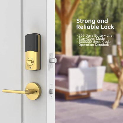 Smart Lock SMONET Bluetooth Keyless Entry Keypad Smart Deadbolt-Fingerprint Electronic Deadbolt Lock, Remote Ekeys Sharing, Easy to Install for Homes and Hotel Works with Alexa(Gateway Not Included)