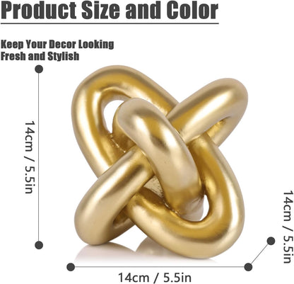 XMGZQ Gold Knot Decor for Coffee Table Book,Chain Link Living Room Decor Item for Bookshelf Entryway Nightstand TV Stand,Minimalist Knot Sculpture for Home Living Room,Centerpiece Table Decorations