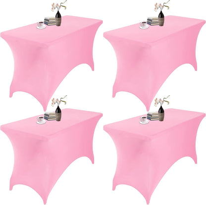 4Pack Spandex Waterproof Table Covers 4ft，Spandex 4ft Waterproof Table Cover for Party,Wedding, Banquet, and Events(Pink)