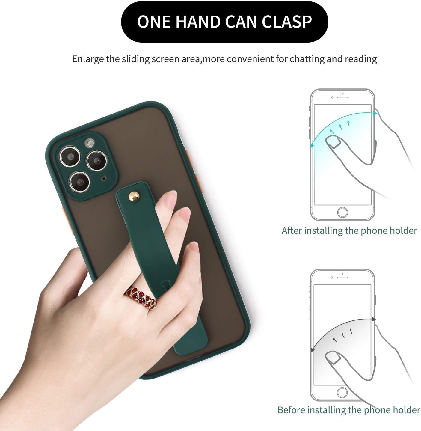 Removable and Reusable Cell Phone Grip Strap, Yetaida Telescopic Finger Kickstand Bracket Universal Silicone Phone Holder Stand and Portable Finger Loop for Most Smartphones Case (Lilac)