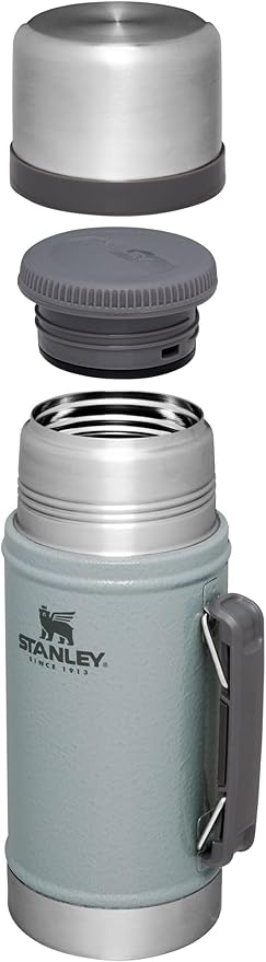 Stanley Classic Legendary Large Food Jar 1.0 qt | Vacuum Insulated Food Container | Wide Mouth Screw On Lid | Packable for Travel | Stainless Steel with Leakproof Lid | BPA-Free | Hammertone Silver