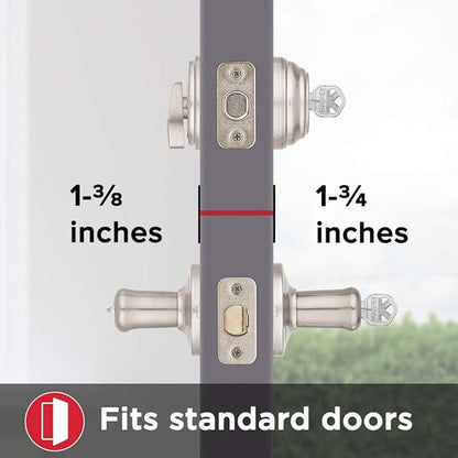 Kwikset 991 Tustin Entry Lever and Single Cylinder Deadbolt Combo Pack featuring SmartKey in Satin Nickel, Model Number: 99910-040