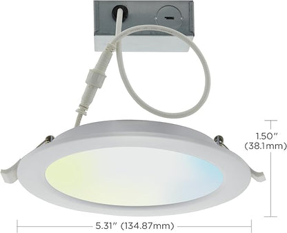 Satco S11261 Starfish 4 Inch Edge-Lit WiFi Smart LED Recessed Downlight, Works with Siri, Alexa, Google Assistant, SmartThings, Tunable White, 650 Lumens