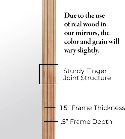 WallBeyond 24" x 36" Full Scalloped Corners Arch Rectangle Wall Mirror with Wood Frame for Entryway, Living Room or Bedroom Home Decor - Light Woodgrain [24" x 36" Natrual]
