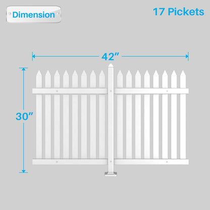 Patio 8 Sets Vinyl Picket Fence Panels 30" H x 84" W White PVC Decorative Fence for Front Yard Porch Patio Deck Pool Air Conditioner Fence Safety Dog Fence (34 Pickets, Straight)
