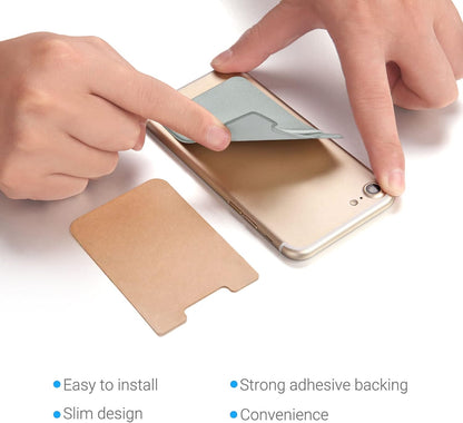 2 Pack Stick On Wallet Sleeve Cell Phone Dual Pocket Card Holder Double Pocket Pouch for iPhone Android Smartphone (2Pack GRAY)
