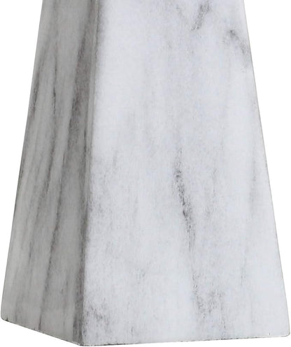 JONATHAN Y 20.5" White Marble Finish Modern Resin Table Lamp for Bedroom Living Room, Contemporary Faceted Bedside Lamp with White Linen Shade, LED Bulb Included JYL1037A