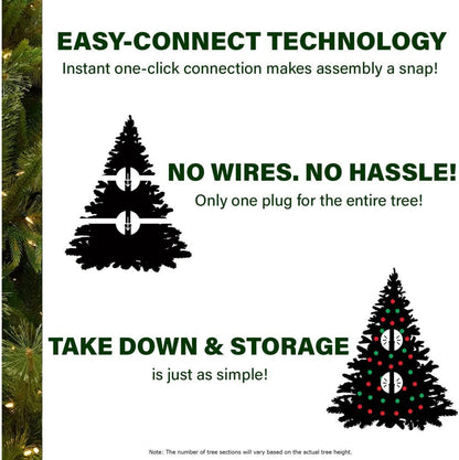 Fraser Hill Farm 6.5-Ft. Foxtail Pine Artificial Christmas Tree with Dual Multicolor & Warm White LED Lights and Stand, Prelit Foldable Fake Tree with Realistic Foliage for Home Decoration