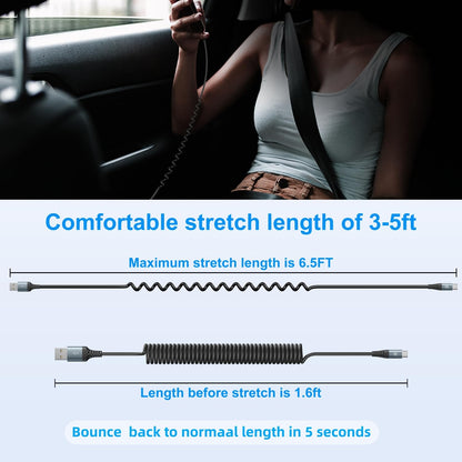 USB C Cable 6ft, 2Pack USB A to USB C 3A Fast Charging, Coiled Type C Charger Cord for Car USB-C Cable Compatible with iPhone 16/15/Plus/Pro/Pro Max/Samsung Galaxy A10e A20 A50 S20 Plus S10E Note 20
