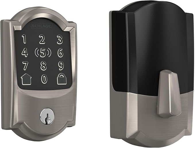 Schlage Encode Plus Smart Wi-Fi Lock for Front Door, Keyless Entry Deadbolt, Unlock with Apple Watch, Built-in WiFi and App Control, Easy Install, Alexa & Apple HomeKit Compatible, Satin Nickel