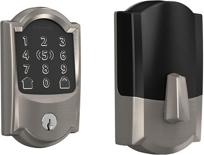 Schlage Encode Plus Smart Wi-Fi Lock for Front Door, Keyless Entry Deadbolt, Unlock with Apple Watch, Built-in WiFi and App Control, Easy Install, Alexa & Apple HomeKit Compatible, Satin Nickel