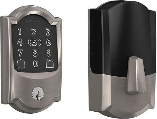 Schlage Encode Plus Smart Wi-Fi Lock for Front Door, Keyless Entry Deadbolt, Unlock with Apple Watch, Built-in WiFi and App Control, Easy Install, Alexa & Apple HomeKit Compatible, Satin Nickel