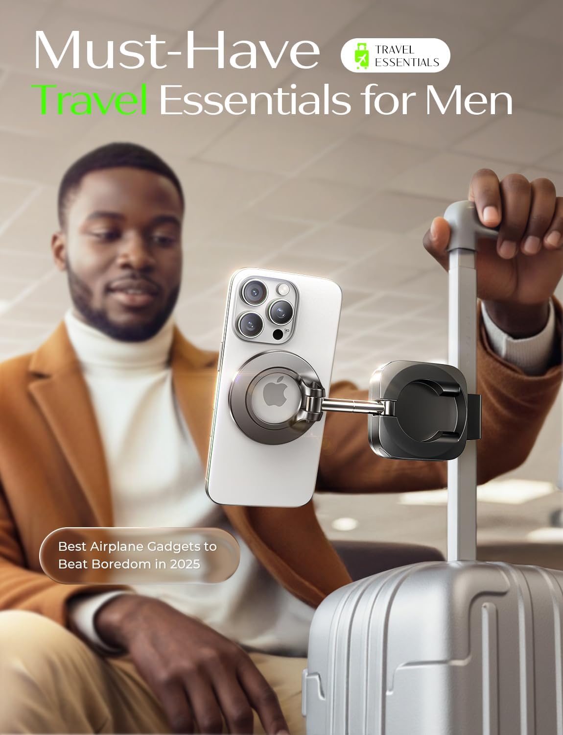 LISEN Airplane for iPhone Holder Stand for Desk Travel Europe Vacation Essentials Long Flight Mini Travels Essentials Kids Women for MagSafe Travel Accessories Cruise Essentials Phone Camera Mounts
