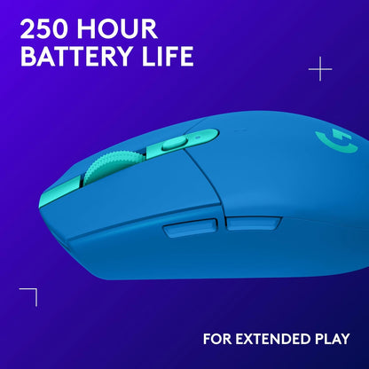 Logitech G305 LIGHTSPEED Wireless Gaming Optical Mouse, Hero 12K Sensor, 12,000 DPI, Lightweight, 6 Programmable Buttons, 250h Battery Life, On-Board Memory, PC/Mac - Blue