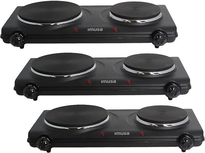 IMUSA Double Electric Hot Plate, Black (Pack of 3)