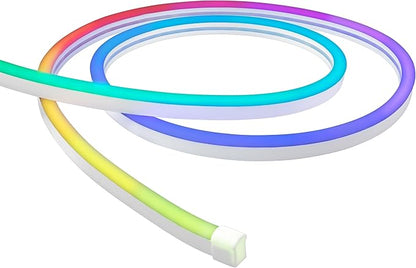 Enbrighten Vibe Spectrum LED Neon Rope Lights, Indoor Smart Light, Color Changing RGBWIC LEDs for Bedroom with Tunable White, Alexa & Google Home Compatible, 16ft, White 83254