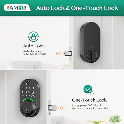 Smart Deadbolt Door Lock with Keypad:Yamiry Fingerprint Keyless Entry Deadbolt,Digital Smart Locks for Front Door,Electronic Code,Easy Installation