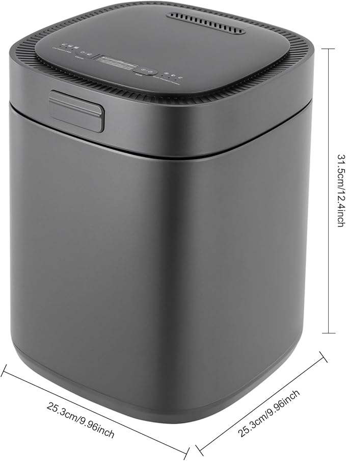Kitchen Electric Composter 2.5L Larger Capacity Electric Kitchen Composter IndoorSmart Odorless Compost Bin Turns Kitchen Waste to Fertilizer Garden Food Compost Machine (Black)