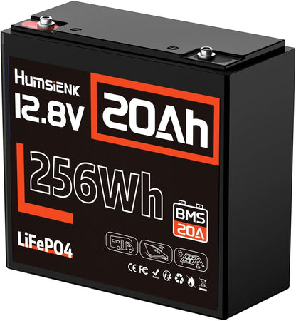 12V 20Ah LiFePO4 Lithium Battery, Built-in 20A BMS, EV Grade A+ Cells, Rechargeable 6000 to 15000 Deep Cycles Lithium Batteries 12V, Perfect for Fish Finder, Camping, Power Wheels