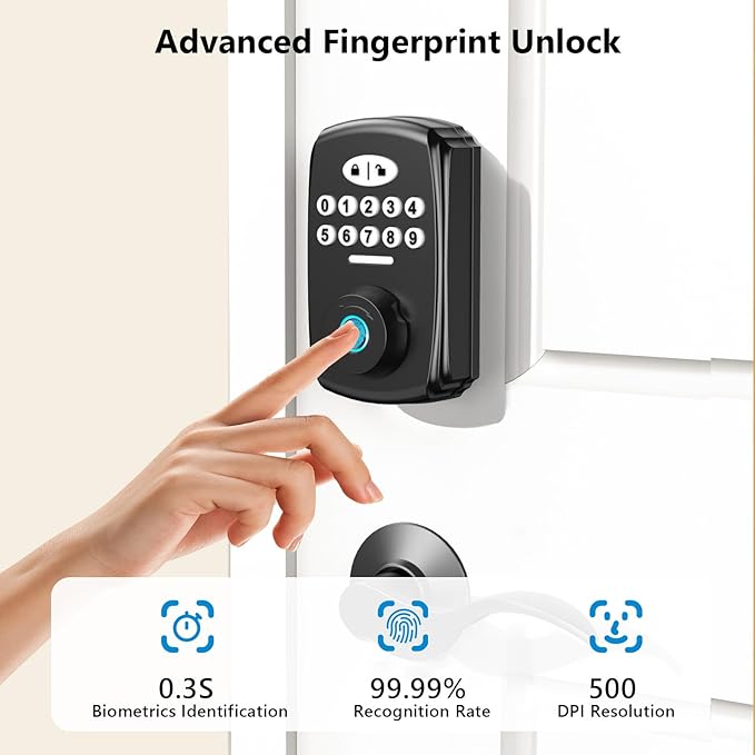 Fingerprint Door Lock - Keyless Entry Door Lock Smart Deadbolt Lock - Electronic Digital Keypad Lock - Smart Locks for Front Door - Auto Lock - Easy Installation