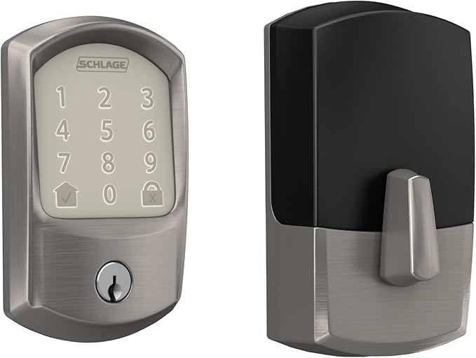 Schlage Encode Smart WiFi Deadbolt Lock for Front Door - Keyless Entry with App or Touchscreen - Works with Alexa, Hey Google, & Airbnb - Create Codes for Guests - Satin Nickel