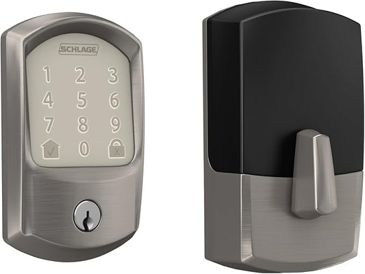 Schlage Encode Smart WiFi Deadbolt Lock for Front Door - Keyless Entry with App or Touchscreen - Works with Alexa, Hey Google, & Airbnb - Create Codes for Guests - Satin Nickel