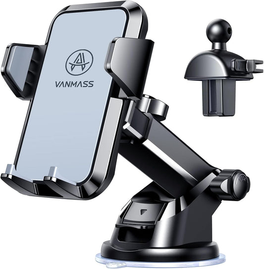 【2025 MAX Stable & Durable】Car Phone Holder VANMASS【Ultimate Military-Grade Suction】Cell Mount Truck Stand Cradle for Dashboard Windshield Vent for iPhone 16 Pro Max 15 14 13 12 Samsung S24 Android