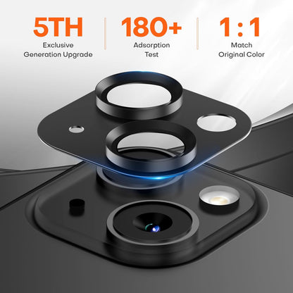 Camera Lens Protector for iPhone 15/iPhone 15 Plus/iPhone 14/iPhone 14 Plus, Aluminum Alloy Tempered Glass Camera Cover Screen, Anti-drop, Case Friendly- Black Titanium