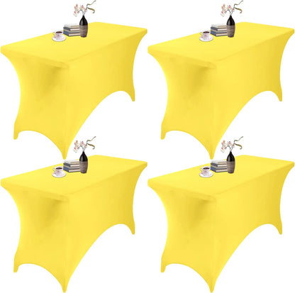 4Pack Spandex Waterproof Table Covers 4ft，Spandex 4ft Waterproof Table Cover for Party,Wedding, Banquet, and Events(Yellow)