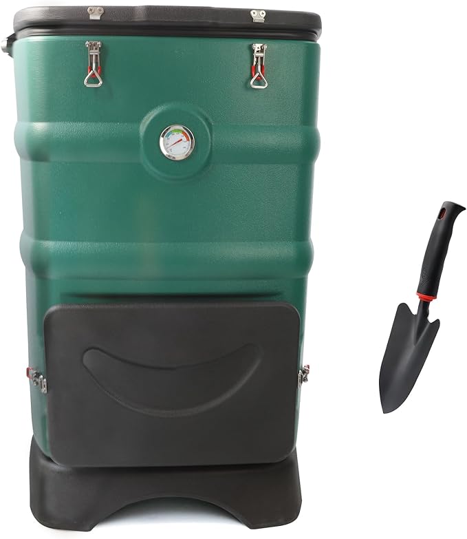 Insulated Compost Bin with Ventilation System - Quickly Composting All Year Round,A Reservoir at The Bottom Design to Collect The Leachate (Green)