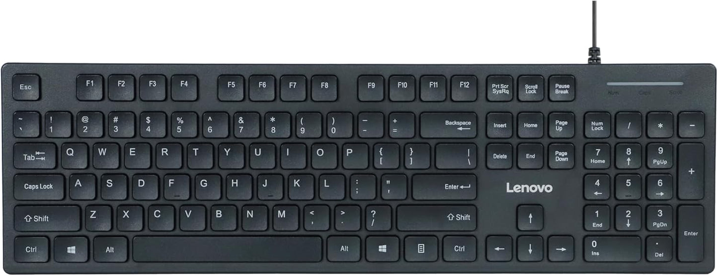 Lenovo 305 Wired USB-C Keyboard with Numeric Keypad, Full Size Keyboard, Slim Design, Black, USB-C Connectivity, Dedicated Function & AI Keys, for Gaming PC, Laptop, Desktop, Tablet, Home Office